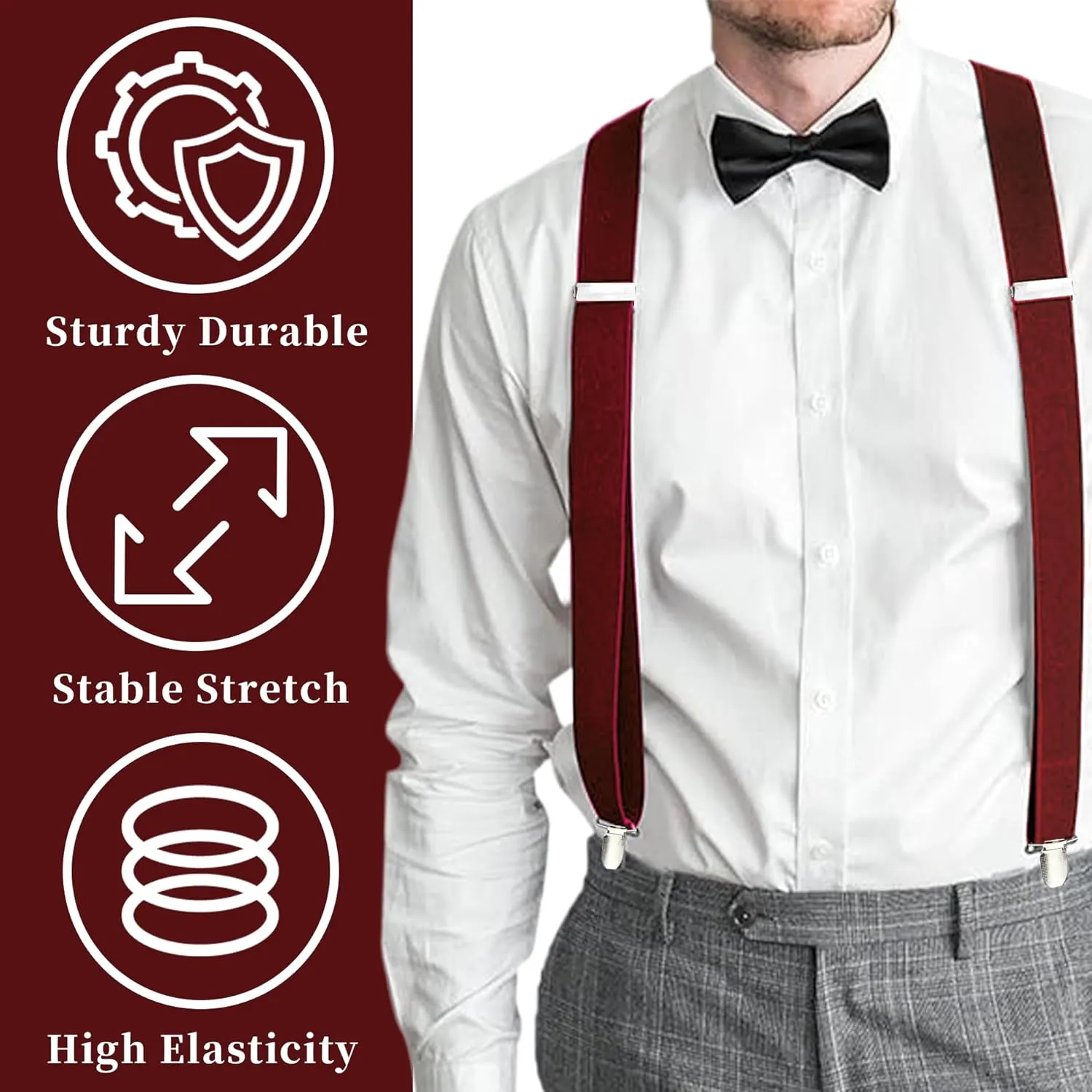 MIAOMIAO Men's 1 1/2 Inch Heavy Duty Adjustable X-Back Suspenders with Strong Clips for Work and Jeans