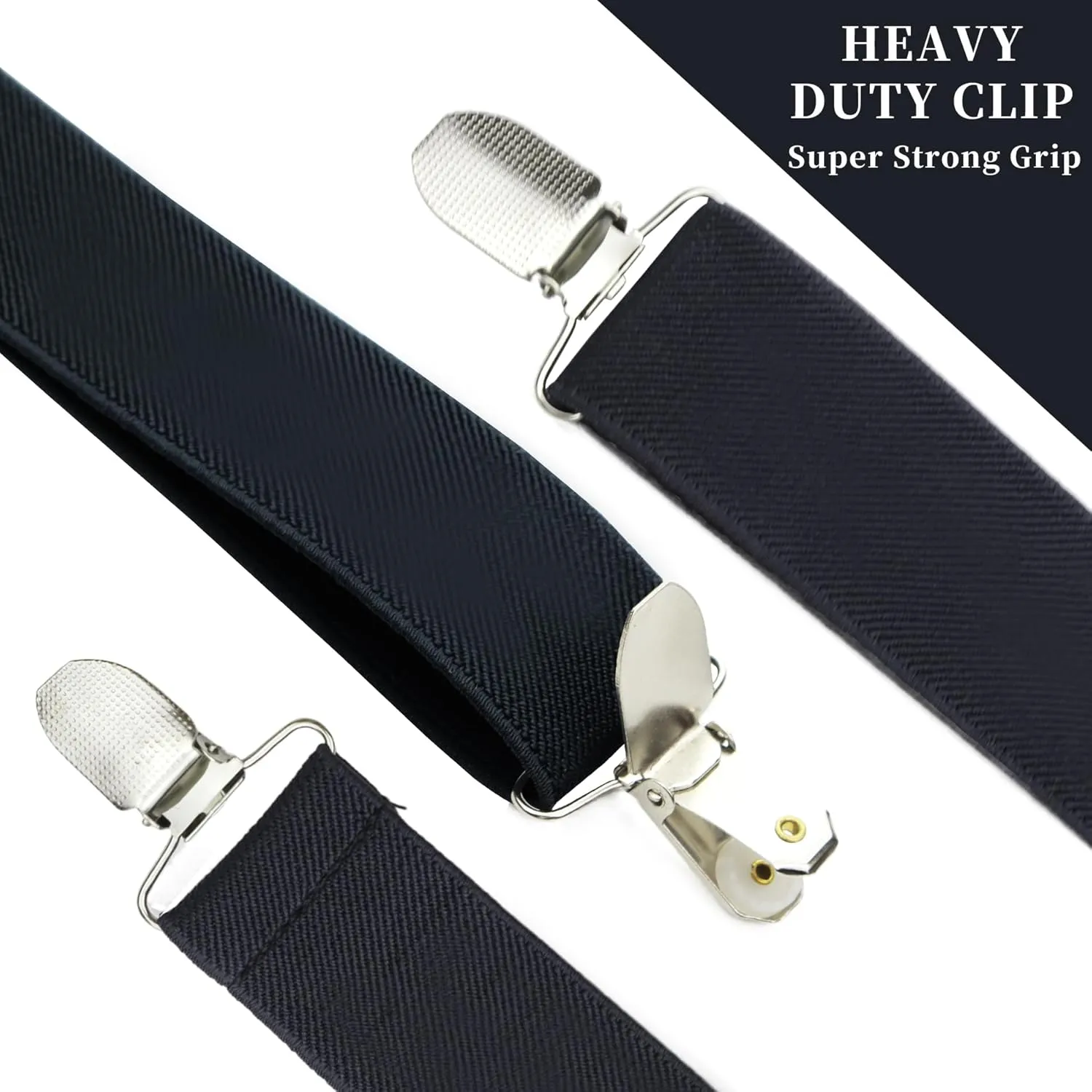 MIAOMIAO Men's 1 1/2 Inch Heavy Duty Adjustable X-Back Suspenders with Strong Clips for Work and Jeans