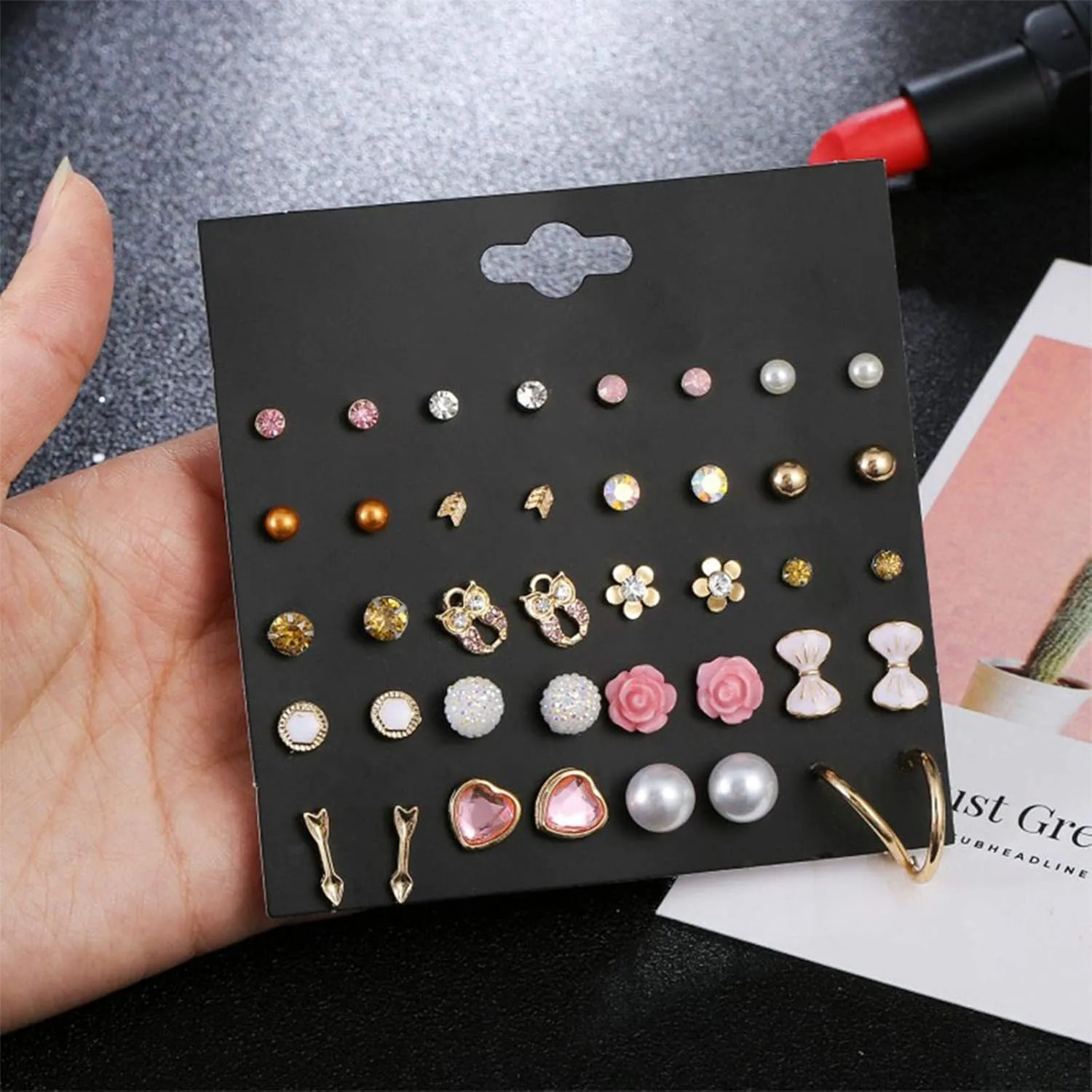 NEWITIN 100 Pairs Colorful Cute Earrings for Girls Sensitive Ears Hypoallergenic Girl Stud Earrings Set Stainless Steel Cartoon Stud for Girls and Women