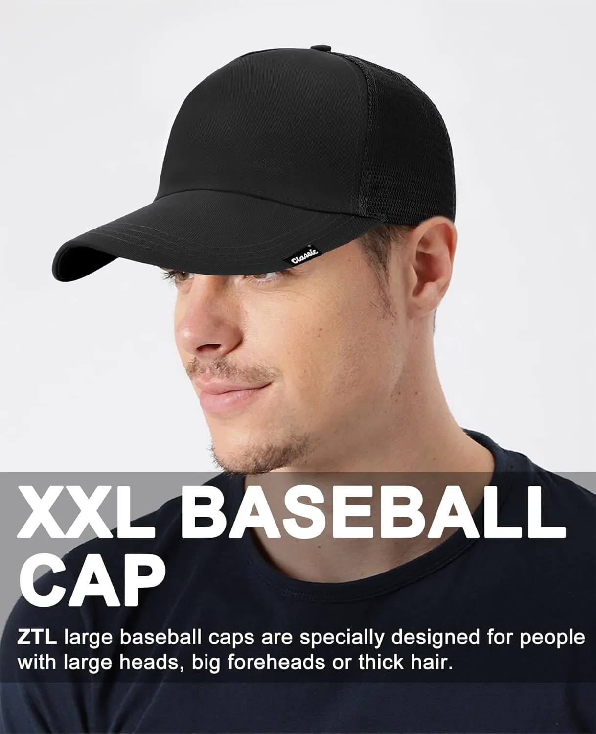 Oversize XXL Baseball Cap for Men, Extra Large Hat for Big Heads 23.6"-25.6", Plus Size Structured Dad Trucker Hats
