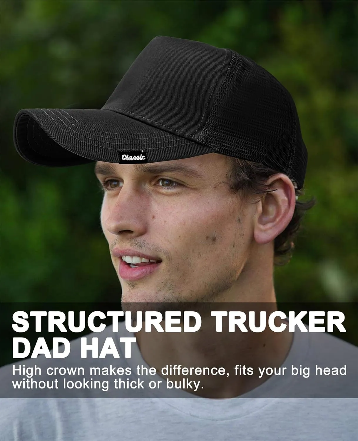 Oversize XXL Baseball Cap for Men, Extra Large Hat for Big Heads 23.6"-25.6", Plus Size Structured Dad Trucker Hats