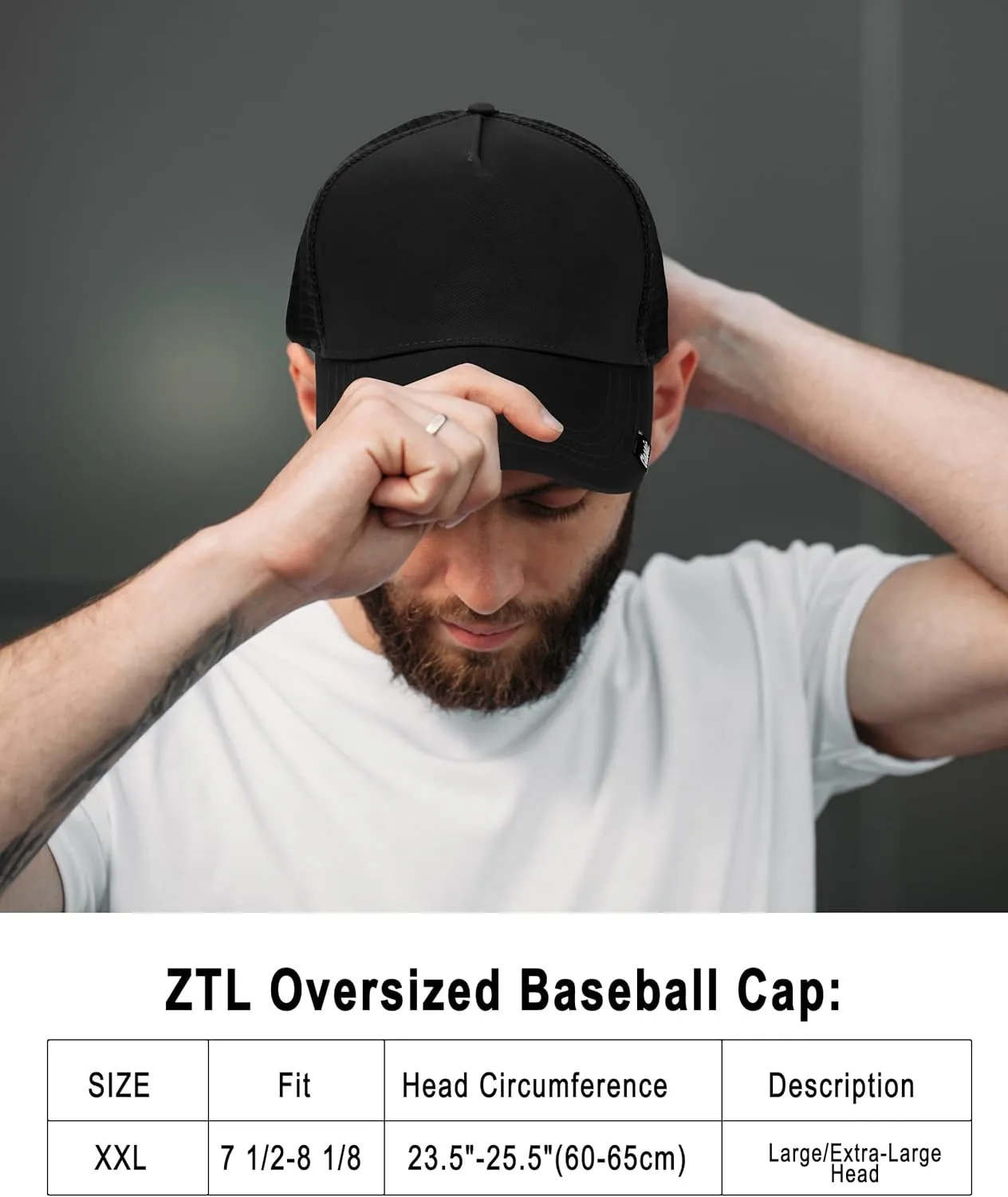 Oversize XXL Baseball Cap for Men, Extra Large Hat for Big Heads 23.6"-25.6", Plus Size Structured Dad Trucker Hats