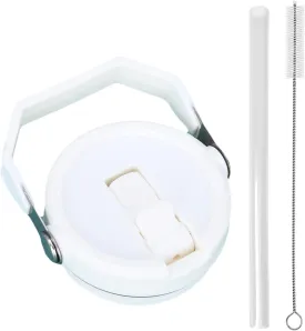 Replacement Tumbler Lid for Stanley IceFlow 20 oz 30 oz Flip Straw Lid with Reusable Straw,Cleaning Brush (White, 20oz & 30oz)