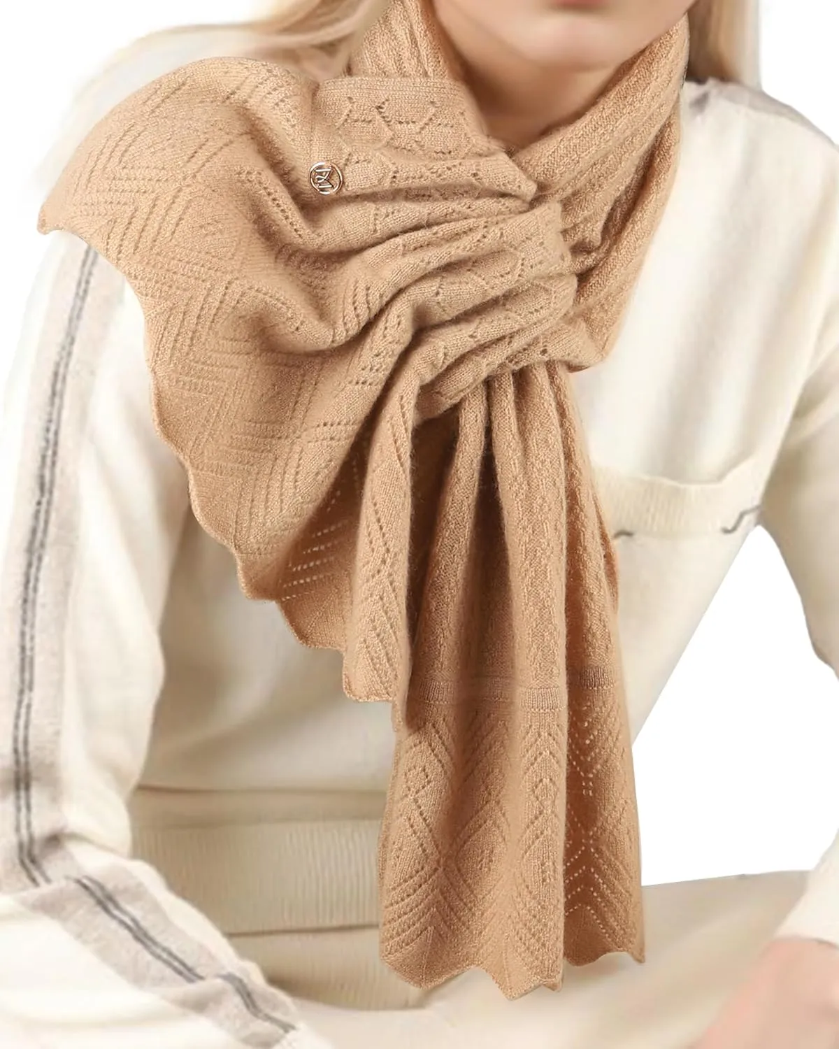 Scarf 30% Mongolian Cashmere 70% Australian Merino Wool Large Size Ultra Soft Warm Scarves with Gift Box