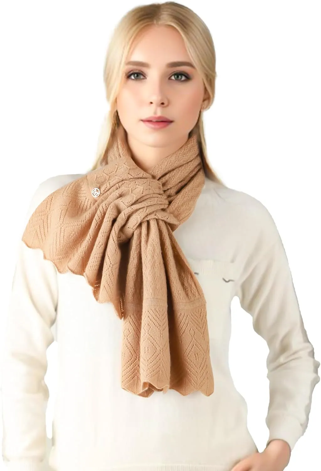 Scarf 30% Mongolian Cashmere 70% Australian Merino Wool Large Size Ultra Soft Warm Scarves with Gift Box
