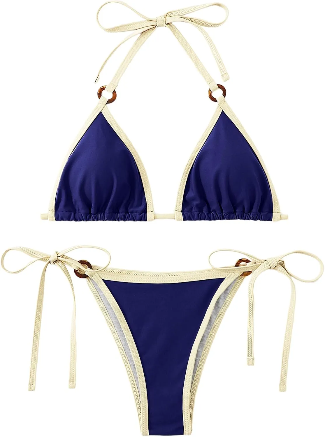SHENHE Women's Sexy Bikini Sets Ring Triangle Tie Bathing Suits 2 Piece Swimsuits