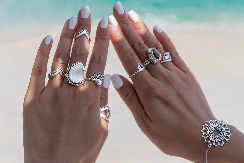 Silver Mother of Pearl Galaxy Ring