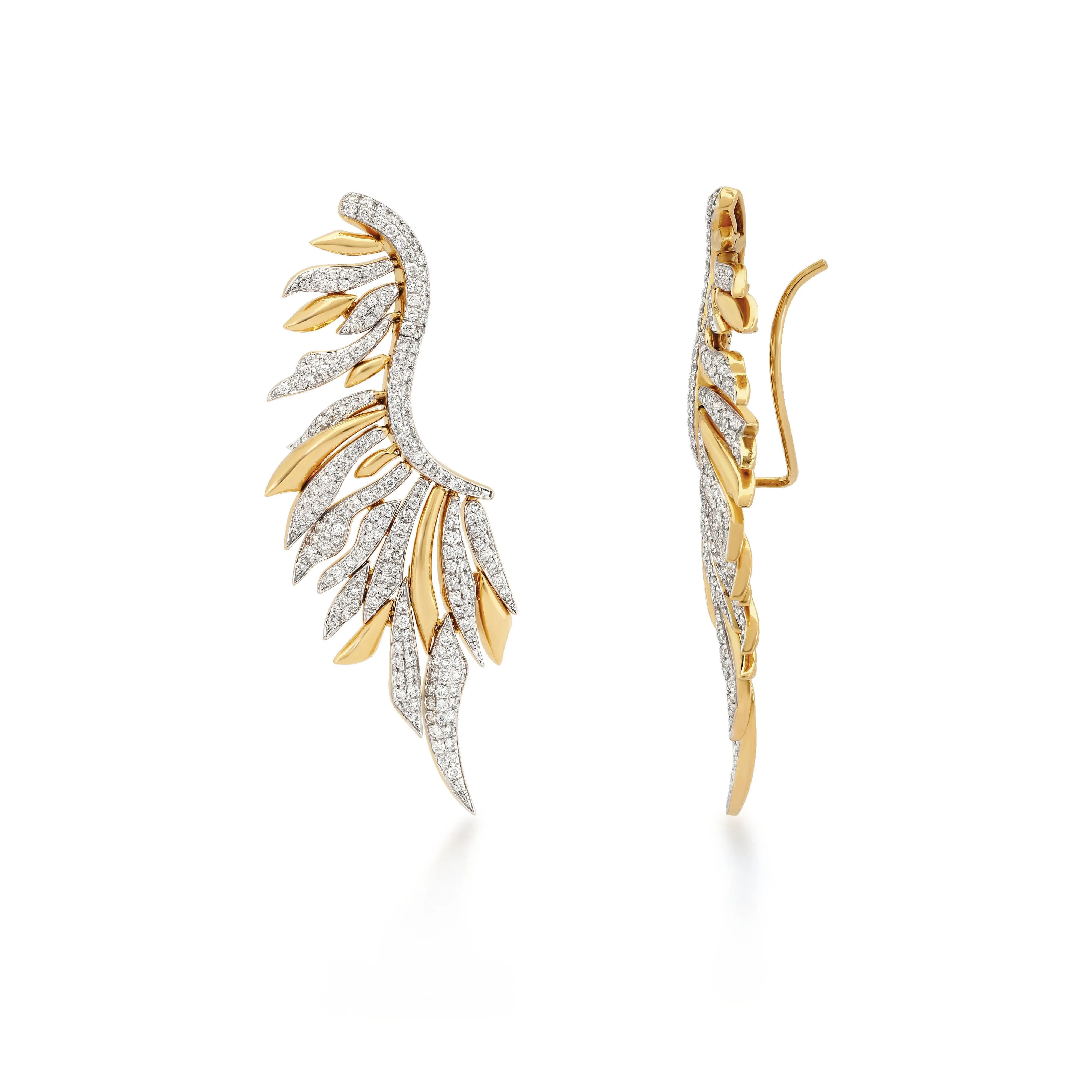 Skyward Bound Dragon Feather Diamond Earrings