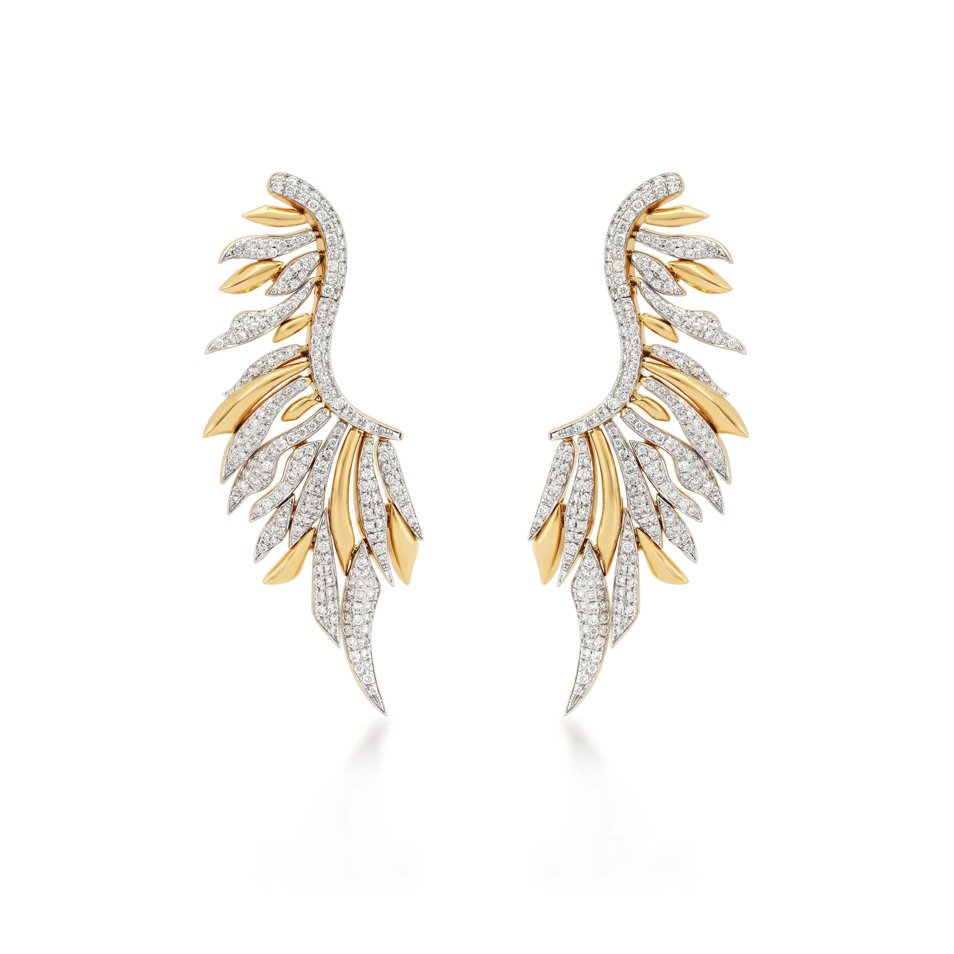 Skyward Bound Dragon Feather Diamond Earrings