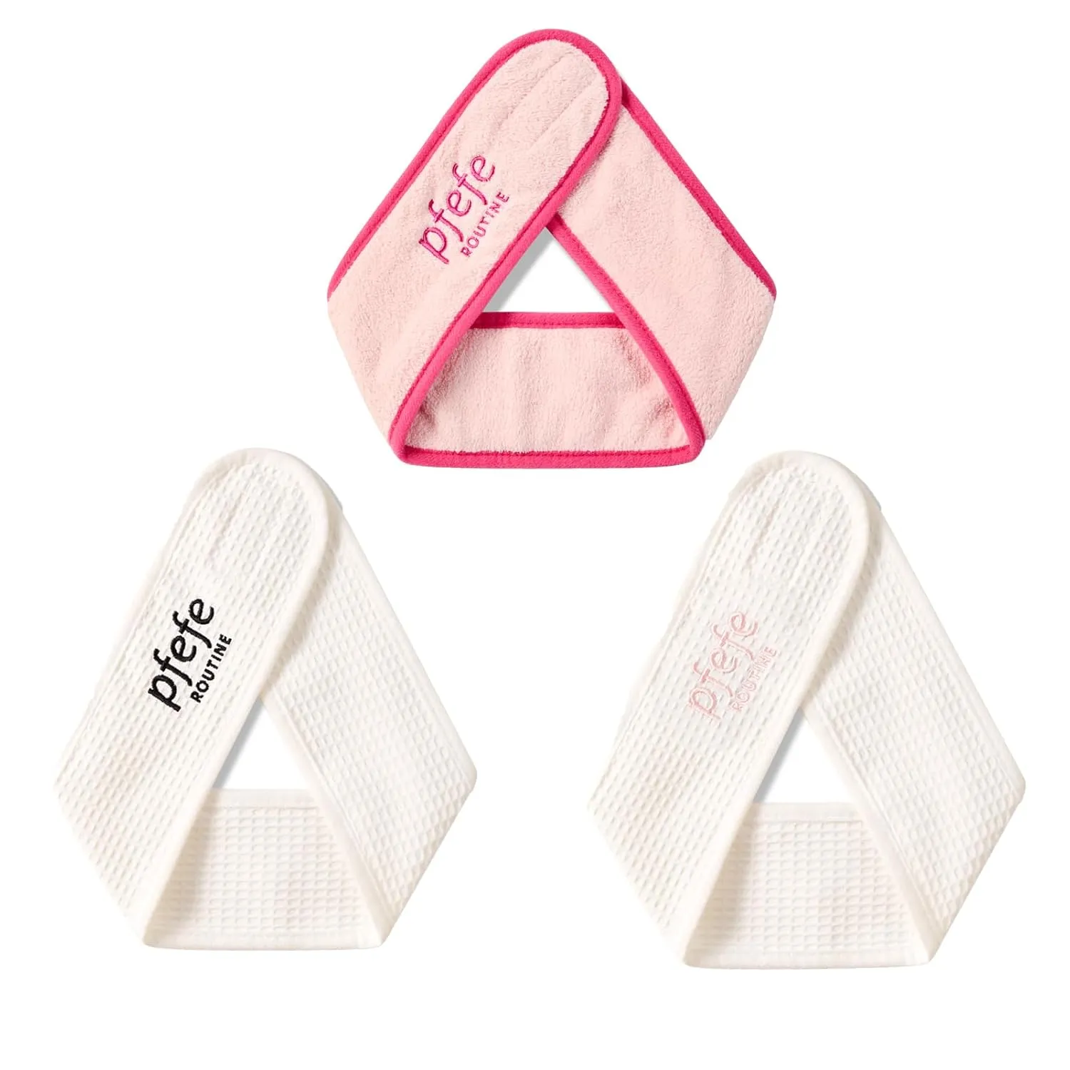 Spa Headbands for Face Washing - Facial Makeup Head Band Hair Wrap Towel for Women (Pink Black White)