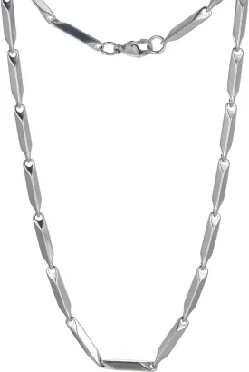 Stainless Steel Bar Link Chain Mens Necklace 3mm Bamboo Shape Chain Necklace for Men Women 17.7/19.7/21.7/23.6 Inch Graduation Gifts for Him Mens Jewelry