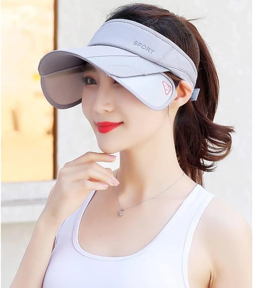 Sun Visor Hat for Women and Men - Retractable Brim Sport Hat, Summer Golf Tennis Running Beach Hat with Ponytail Hole