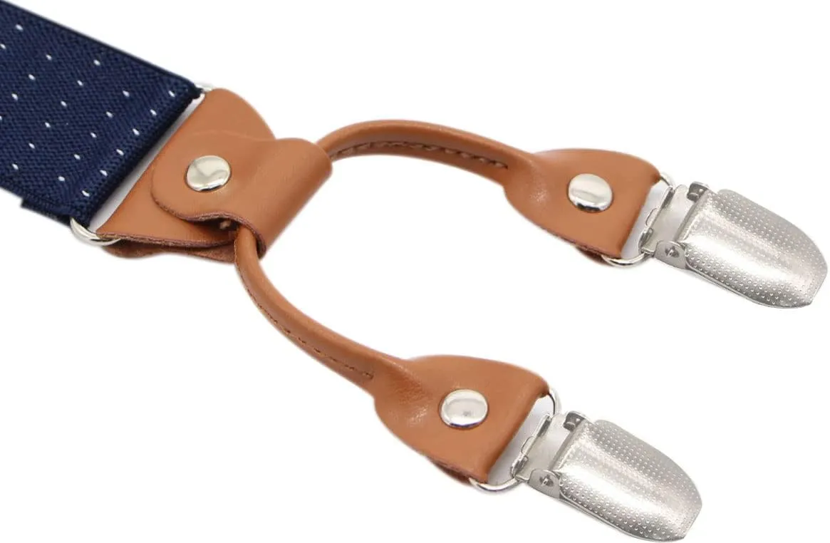 Timiot Mens Y-Back 4 Metal Clip Elastic Wide Suspenders Perfect For Both Casual&Formal
