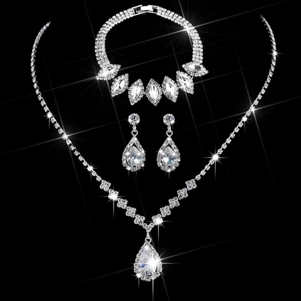 Unicra Bride Crystal Necklace Earrings Set Bridal Wedding Jewelry Sets Rhinestone Choker Necklace Prom Costume Jewelry Set for Women and Brides