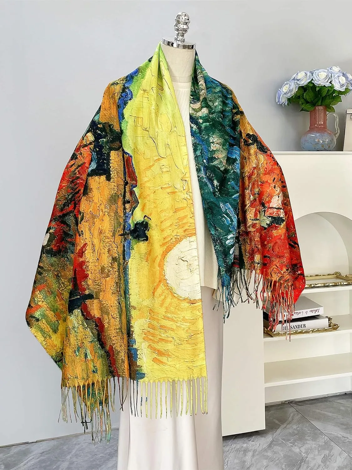 VENVSBEE Van Gogh Scarves Art Scarf for Women Best Gift Reversible Soft Cashmere Feel Shawl Wrap Pashmina in Gift Box