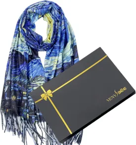 VENVSBEE Van Gogh Scarves Art Scarf for Women Best Gift Reversible Soft Cashmere Feel Shawl Wrap Pashmina in Gift Box
