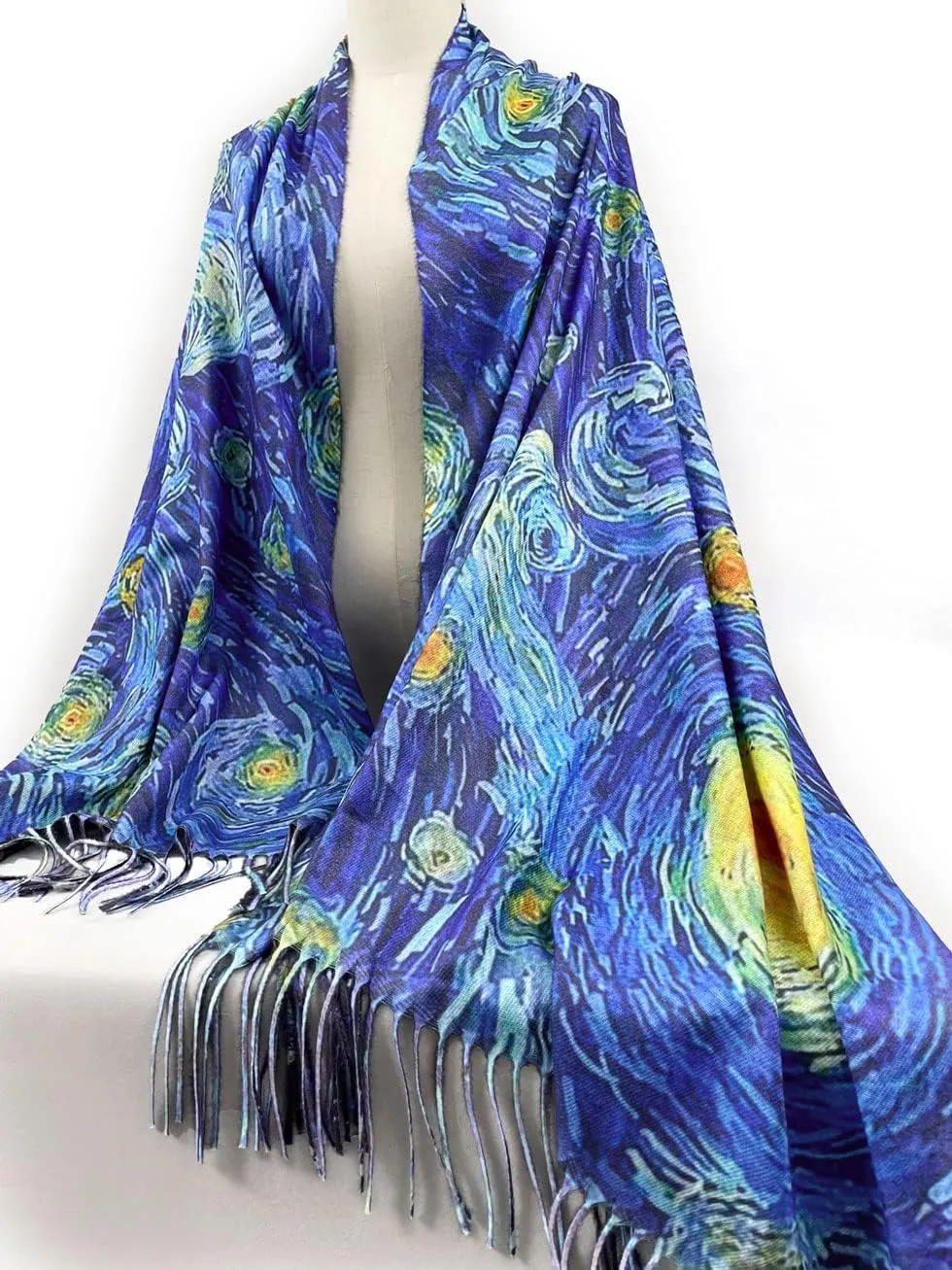 VENVSBEE Van Gogh Scarves Art Scarf for Women Best Gift Reversible Soft Cashmere Feel Shawl Wrap Pashmina in Gift Box