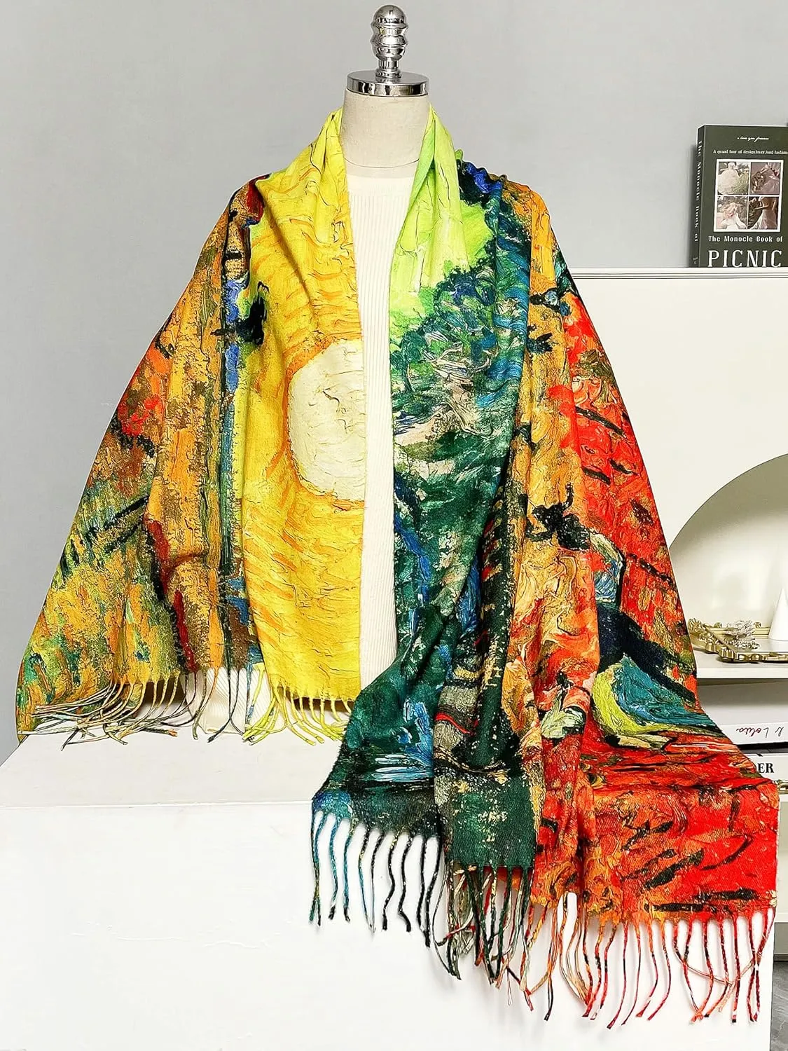 VENVSBEE Van Gogh Scarves Art Scarf for Women Best Gift Reversible Soft Cashmere Feel Shawl Wrap Pashmina in Gift Box