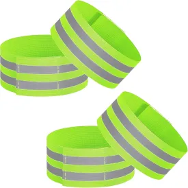 VVS 4 Pack of High Visibility Reflective Bands Wristbands for Cycling Running Arm Wrist Ankle Bands Leg Straps and as Bike Pants Cuff Clip