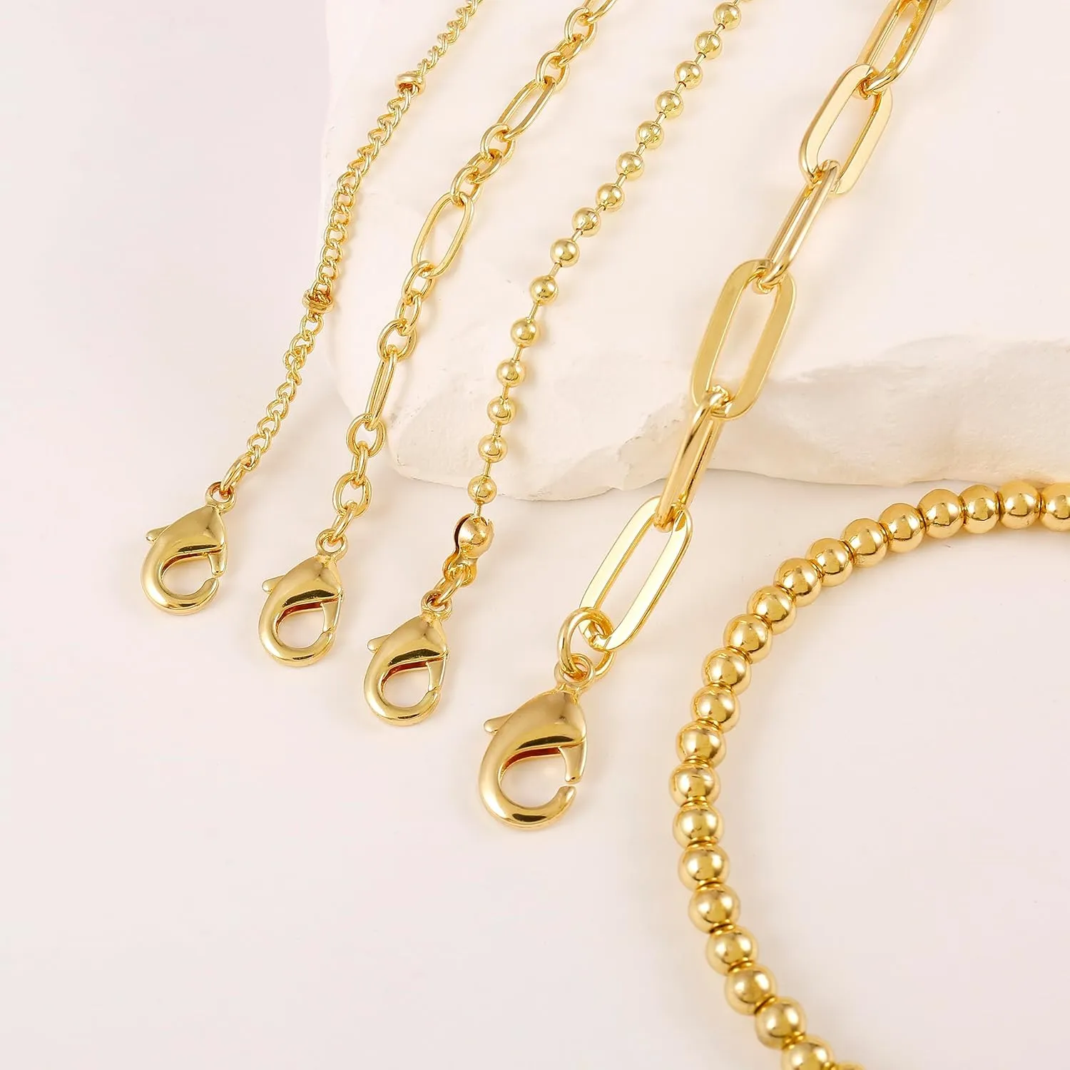 Waterproof Gold Chain Bracelet For Women Non Tarnish,14K Gold Plated Stainless Steel Link Dainty Bracelets Stake Layered Bracelet Set Hypoallergen Gold Jewelry