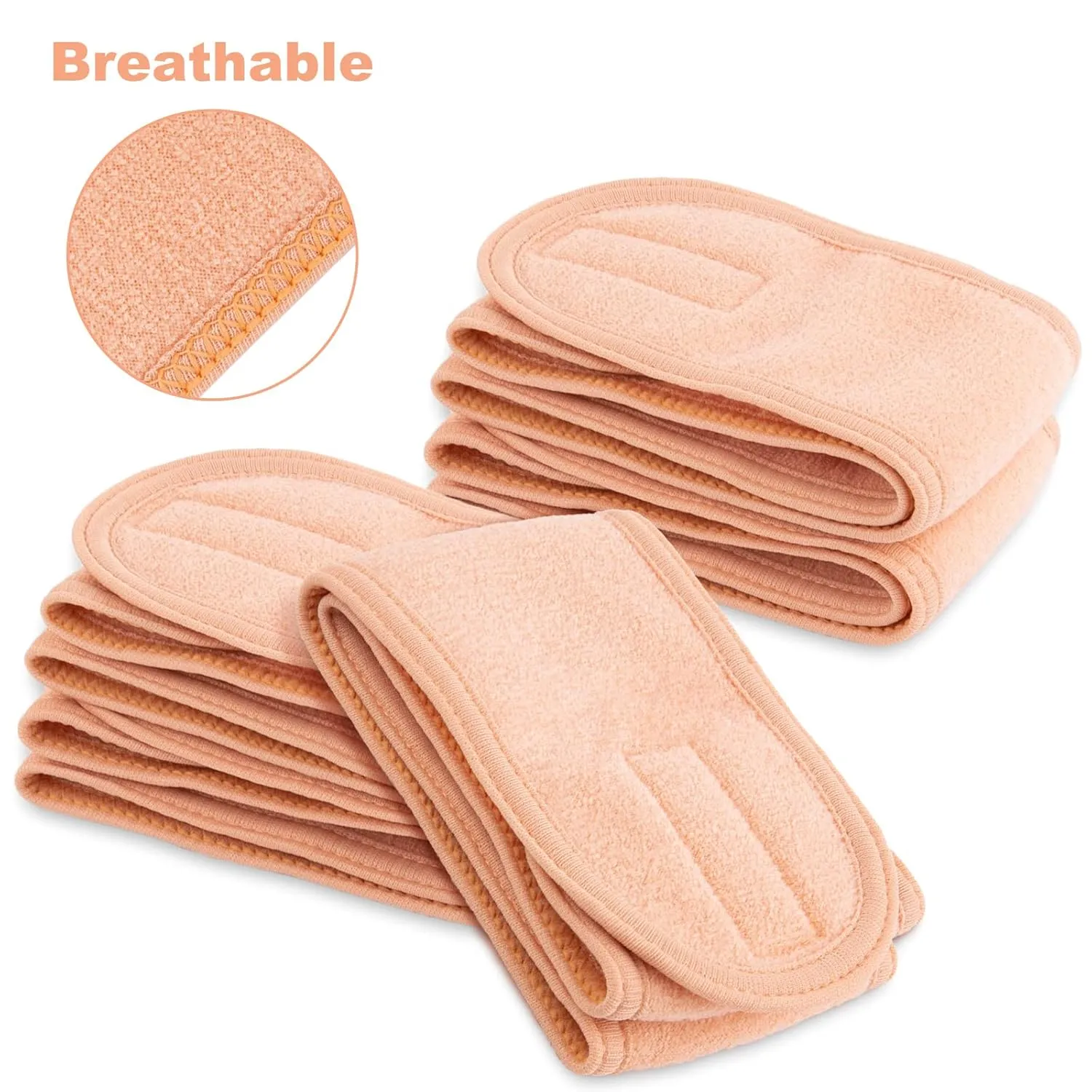 Whaline Spa Facial Headband 4 Packs Head Wrap Terry Cloth Headband Adjustable Stretch Towel for Bath, Makeup and Sport (Living Coral)