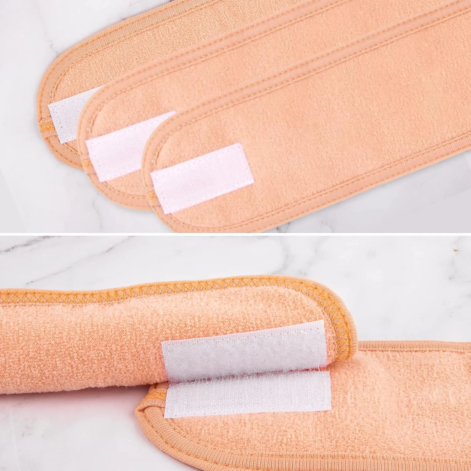 Whaline Spa Facial Headband 4 Packs Head Wrap Terry Cloth Headband Adjustable Stretch Towel for Bath, Makeup and Sport (Living Coral)