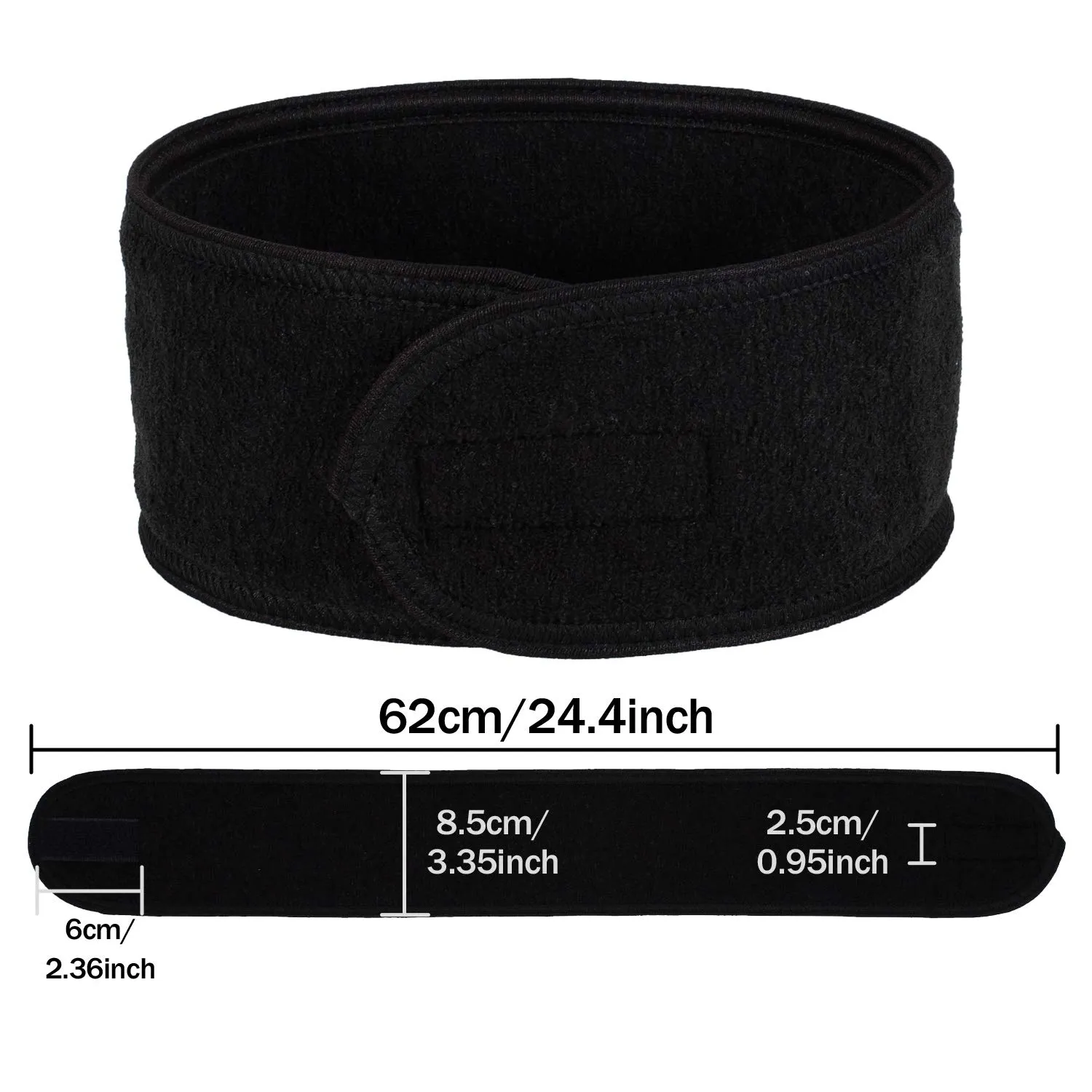 Whaline Spa Facial Headband Head Wrap Terry Cloth Headband 4 Counts Stretch Towel for Bath, Makeup and Sport (Black)