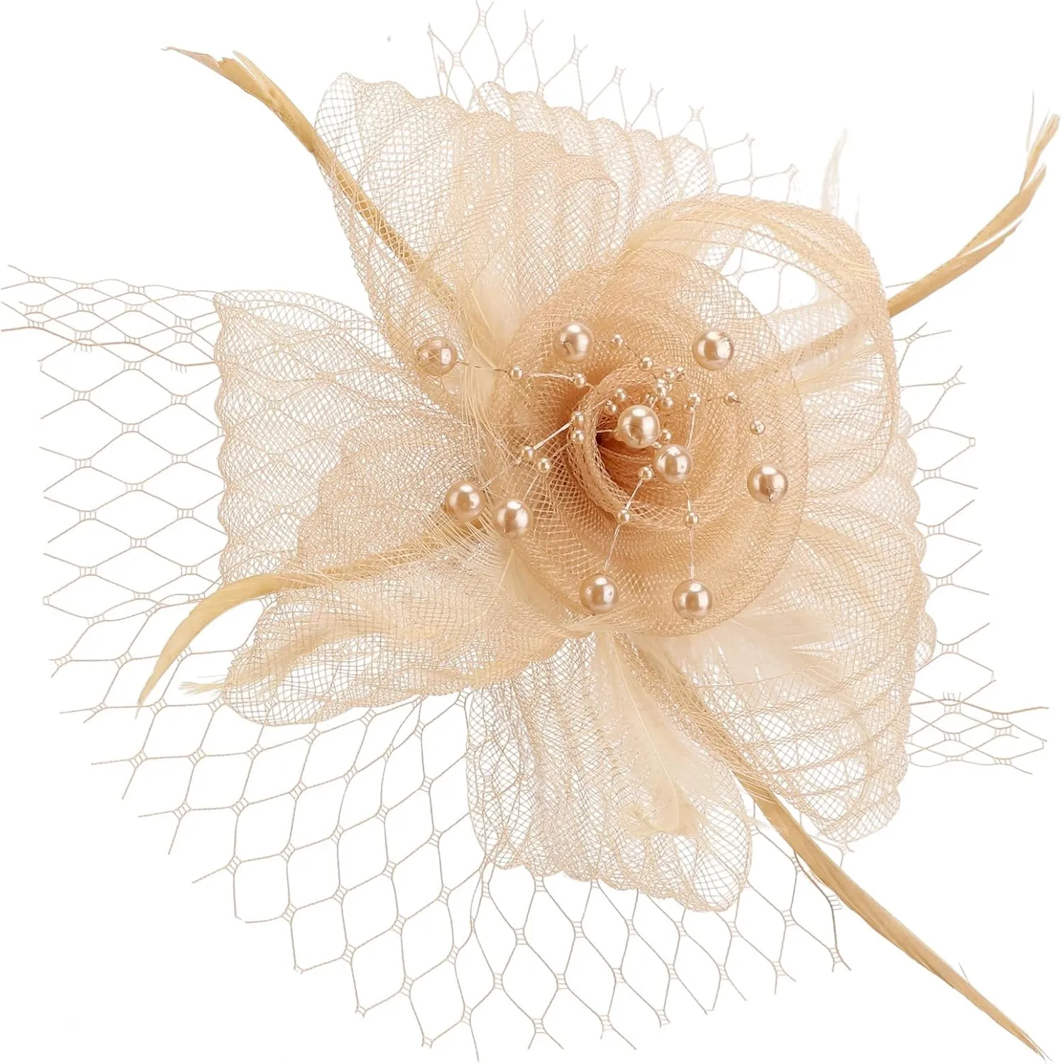 Women Fascinators Hats Flower Mesh Ribbon Feathers with Pin and Clip Tea Party Wedding Headwear for Women and Girls