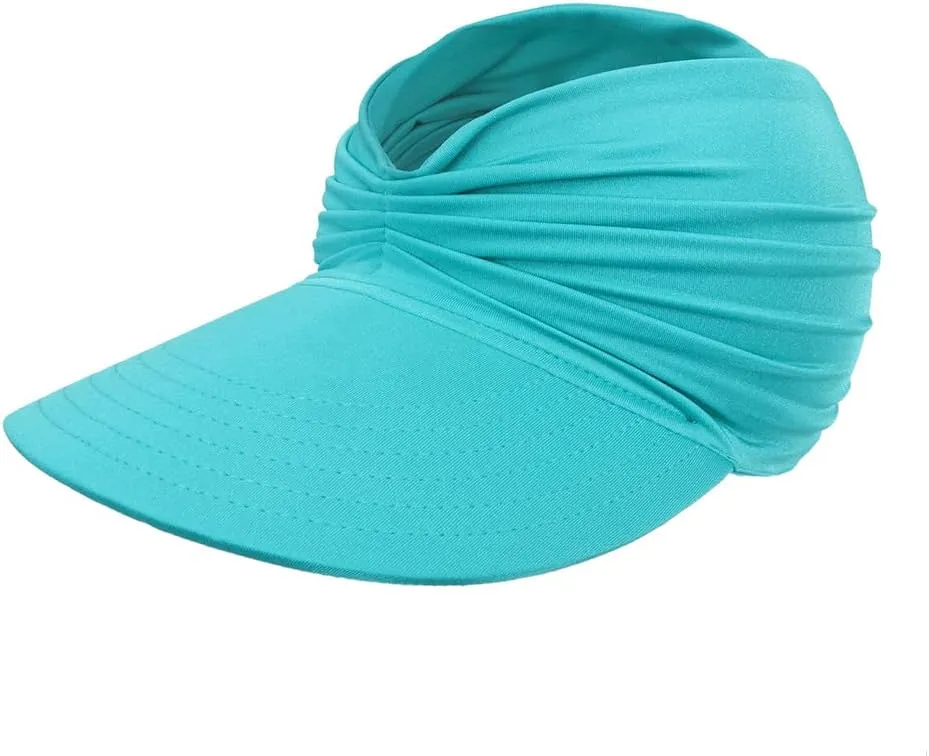 Women Visor Ponytail Sun Hat UPF 50  UV Protection Wide Brim Beach Cap Summer Hat Outdoor