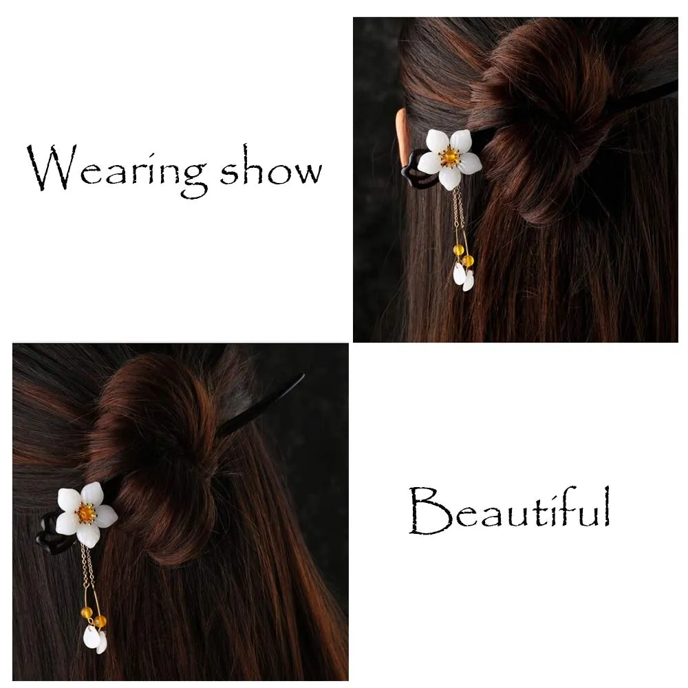 Wooden Hair Stick for Women Girl 7.08" Black Ebony Carved Hair Pins for Long Hair Handmand Hair Accessories for Buns (Y(tangle))