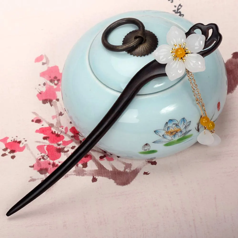 Wooden Hair Stick for Women Girl 7.08" Black Ebony Carved Hair Pins for Long Hair Handmand Hair Accessories for Buns (Y(tangle))
