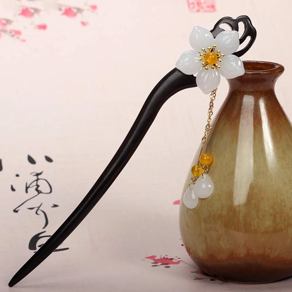 Wooden Hair Stick for Women Girl 7.08" Black Ebony Carved Hair Pins for Long Hair Handmand Hair Accessories for Buns (Y(tangle))